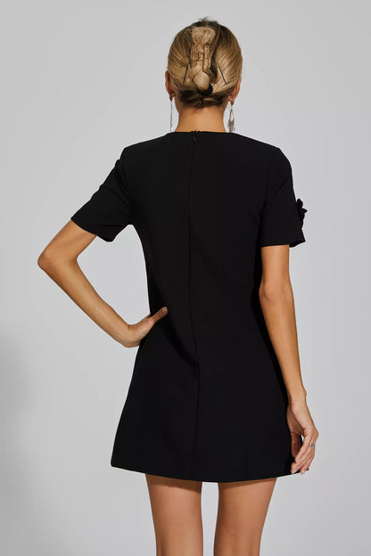 Alison Black Jacquard Mini Dress