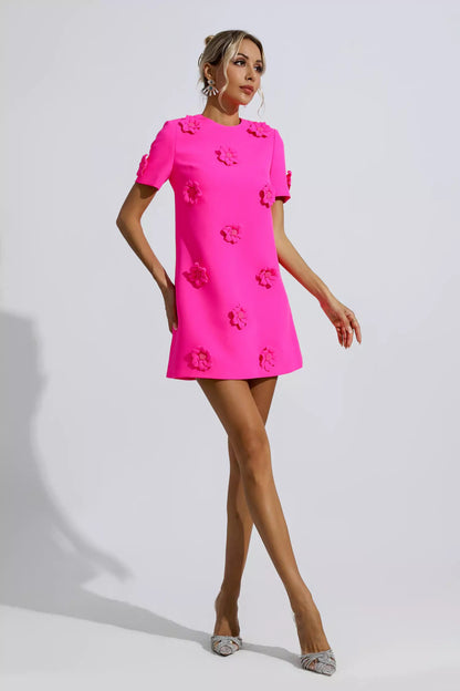 Alison Pink Jacquard Mini Dress