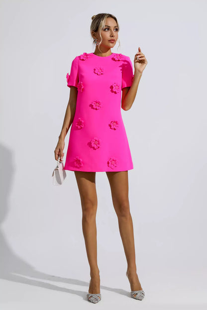 Alison Pink Jacquard Mini Dress