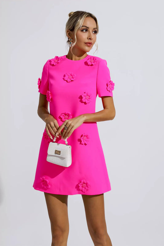 Alison Pink Jacquard Mini Dress