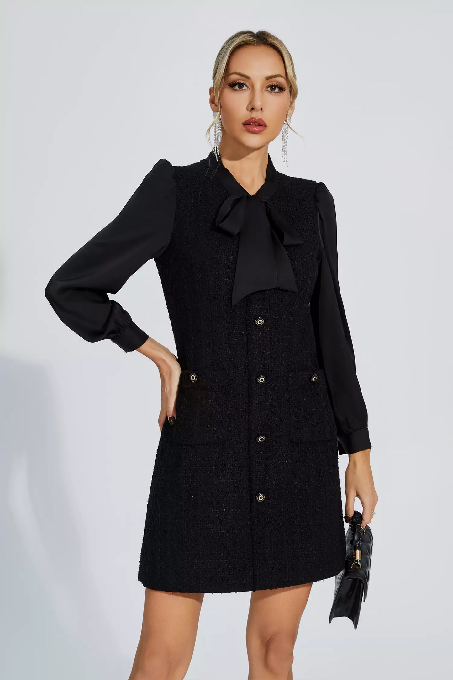Aliya Black Bow-knot Mini Dress
