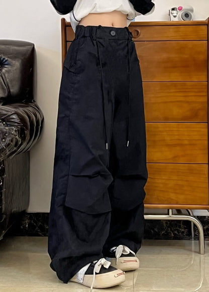 American Style Brown Pockets Wrinkled Cotton Pants Fall Wp026