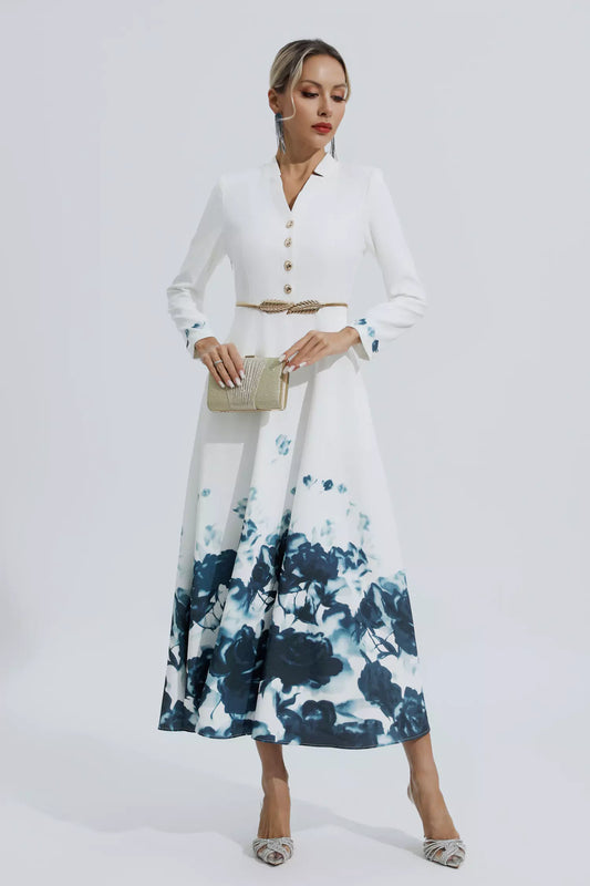 Angie White Printed Maxi Dress