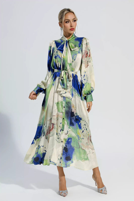 Anne Tie Dye Long Sleeves Maxi Dress