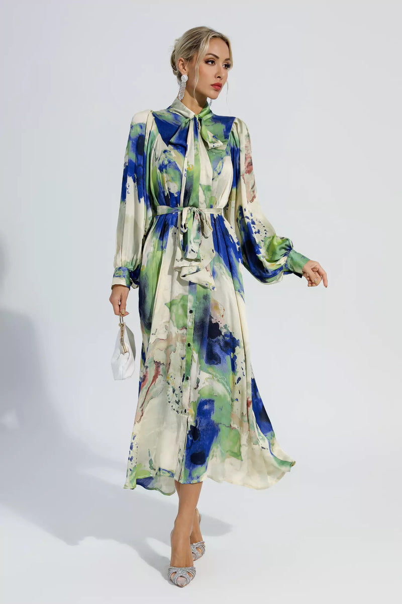Anne Tie Dye Long Sleeves Maxi Dress