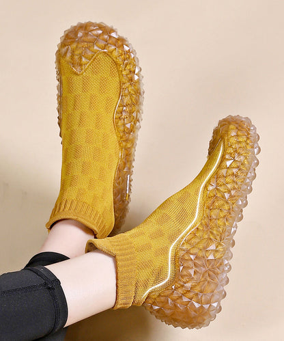 Anti Slip Lightweight Soft Sole Breathable Fitness Shoes Yellow Jj034