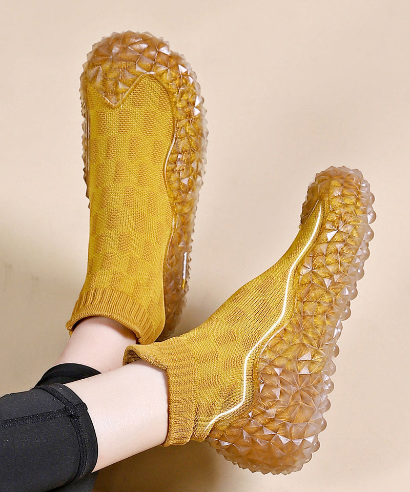 Anti Slip Lightweight Soft Sole Breathable Fitness Shoes Yellow Jj034