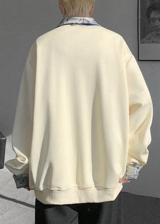 Apricot Woolen Peter Two False Pan Pieces Button Sweatshirt