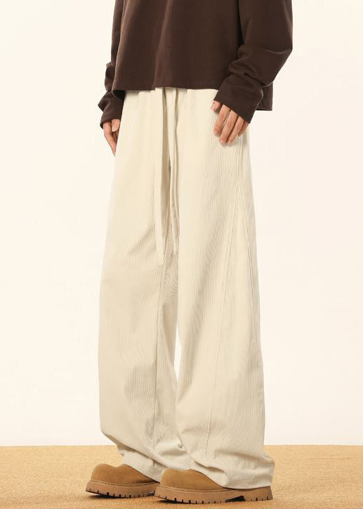 Apricot Pockets Corduroy Pants Elastic Waist Spring Rm053
