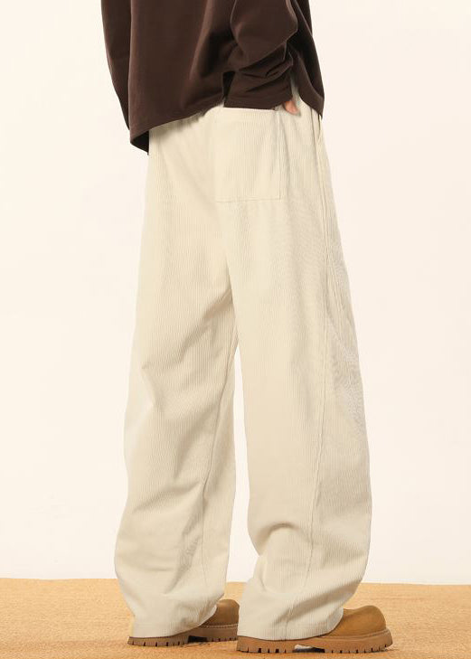 Apricot Pockets Corduroy Pants Elastic Waist Spring Rm053