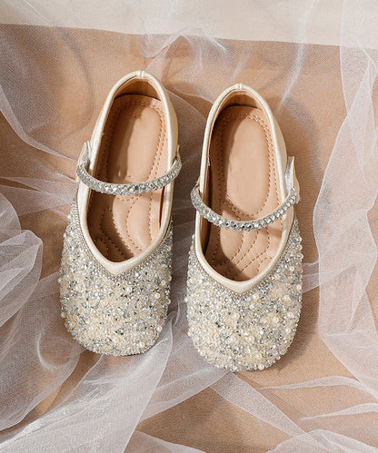 Apricot Strap Flat Soft Art Shoes Buckle Sequins