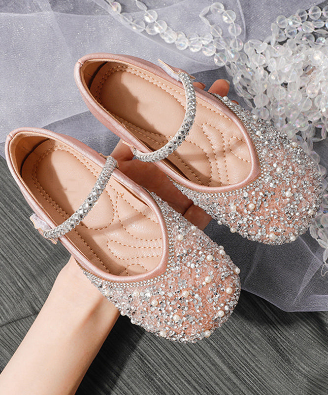 Apricot Strap Flat Soft Art Shoes Buckle Sequins