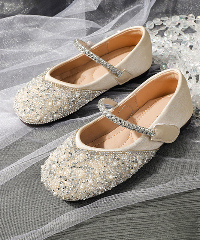 Apricot Strap Flat Soft Art Shoes Buckle Sequins