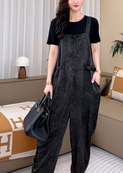 Art Black Oversized Cotton Jumpsuits Two Piece Set Summer Yy023