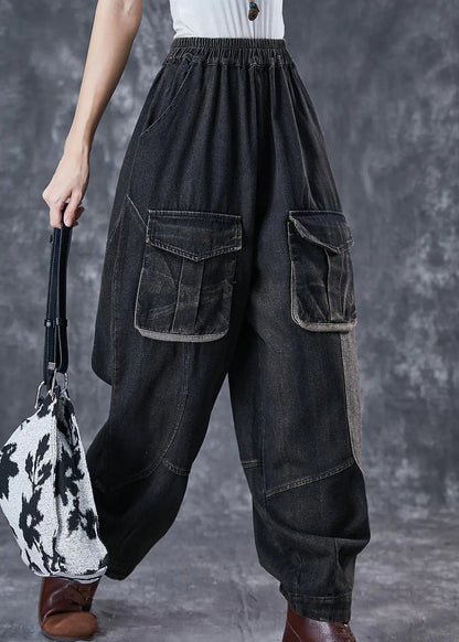 Patchwork Pockets Denim Pants Spring