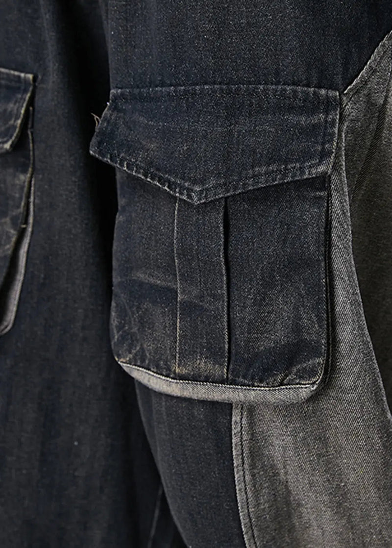 Patchwork Pockets Denim Pants Spring