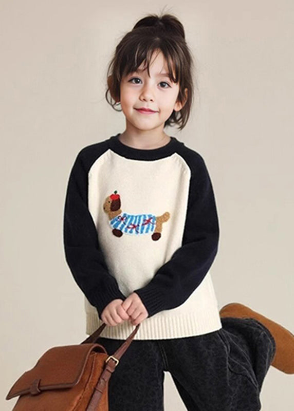 Art Black Print Thick Cotton Knit Kids Sweater Spring Tp044