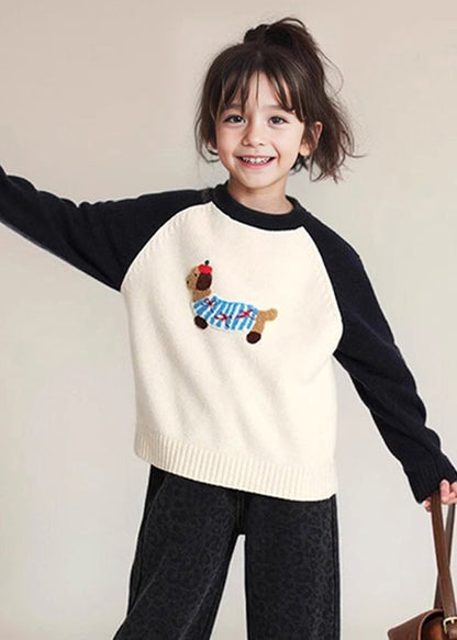 Art Black Print Thick Cotton Knit Kids Sweater Spring Tp044