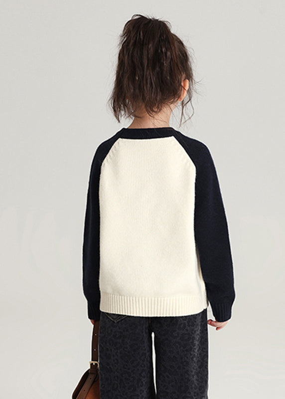 Art Black Print Thick Cotton Knit Kids Sweater Spring Tp044
