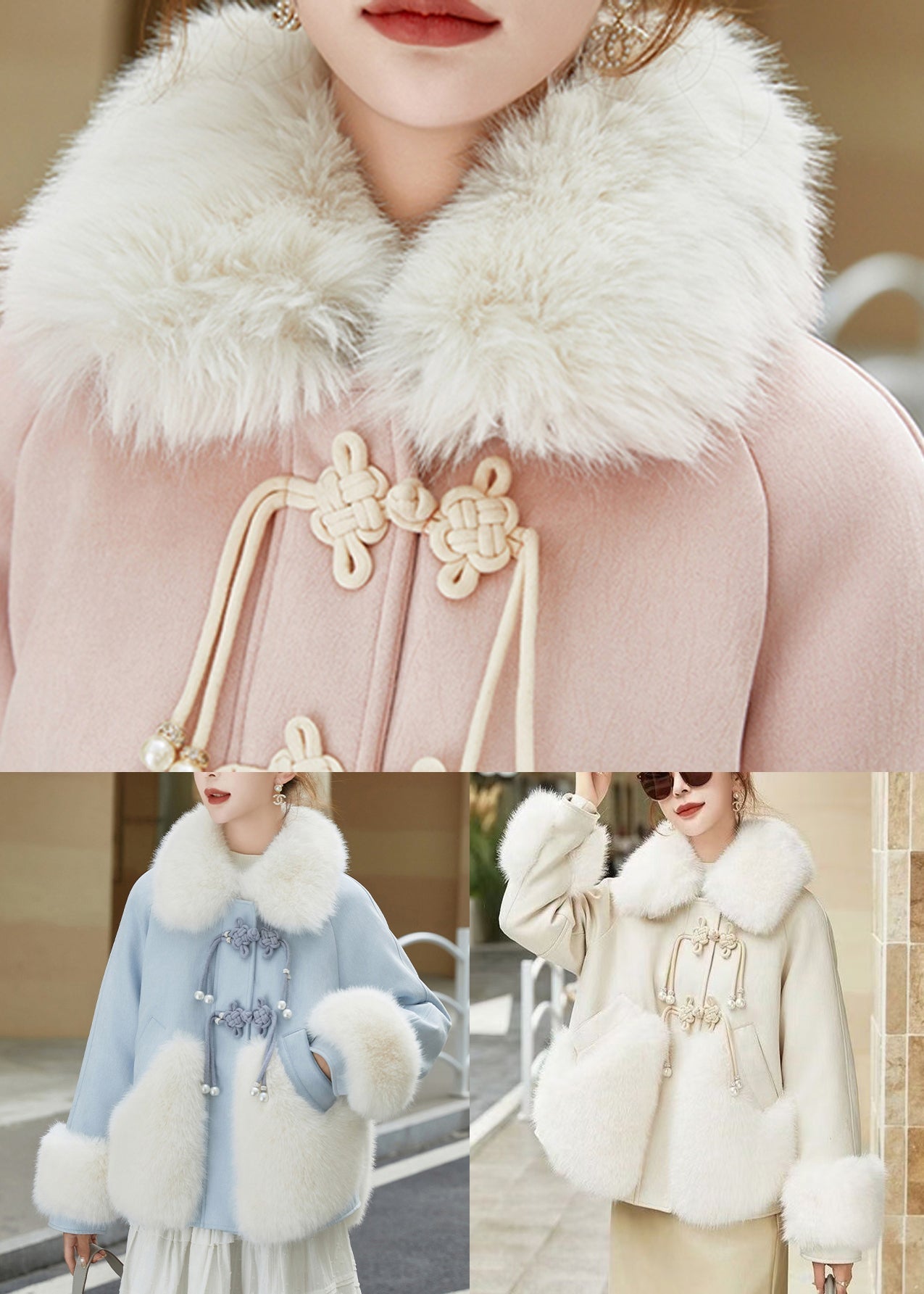 Art Blue Fur Collar Button Patchwork Duck Down Down Coats Winter Rz013
