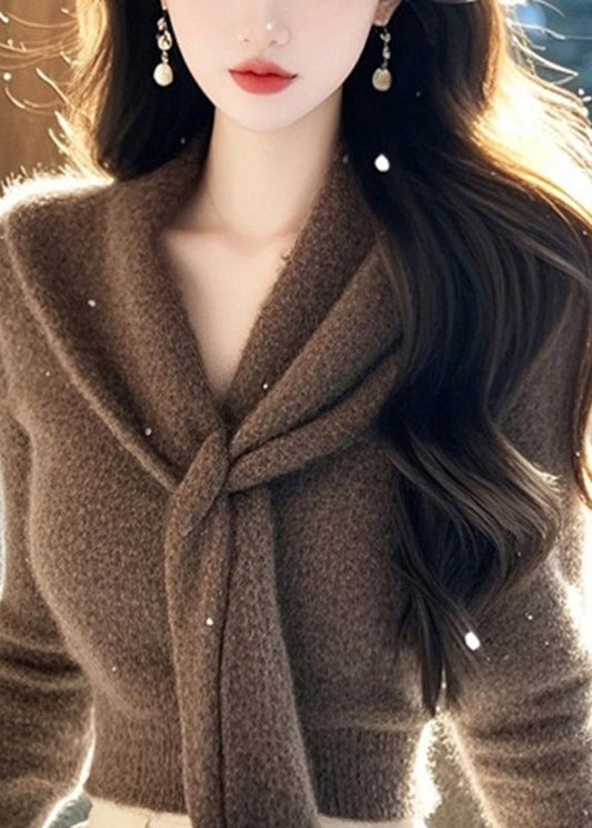 Art Coffee Bow Cotton Knit Sweaters Spring To020