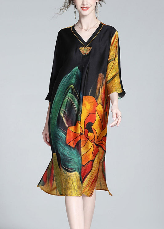 Art Embroideried Print Side Open Maxi Dress Ac3019