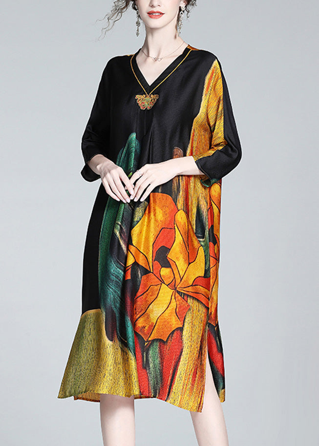 Art Embroideried Print Side Open Maxi Dress Ac3019