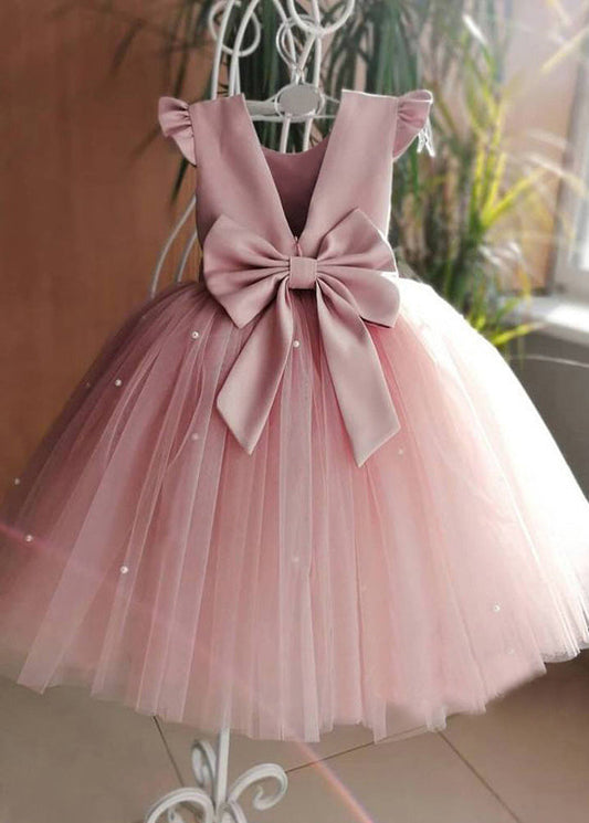 Art Pink Pink Tulle Patchwork Pearl Long Dresses Summer Ys033