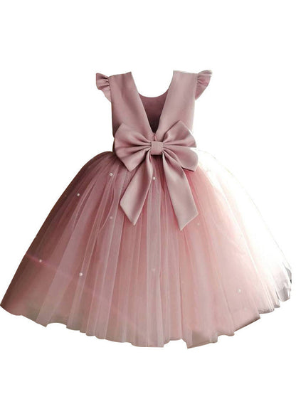 Art Pink Pink Tulle Patchwork Pearl Long Dresses Summer Ys033