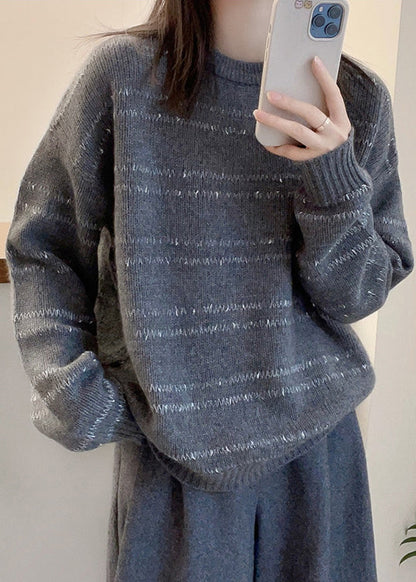 Art Pink O Neck Cozy Cotton Knit Sweater Fall Qx029