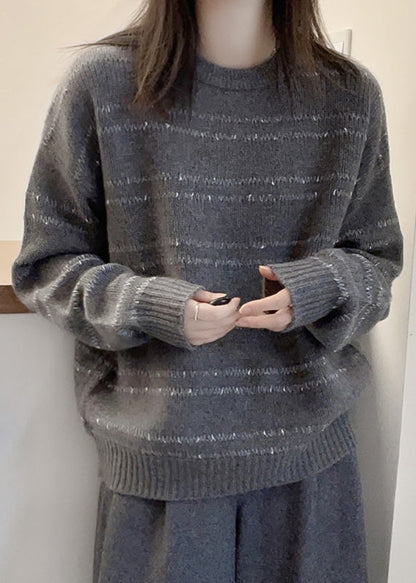 Art Pink O Neck Cozy Cotton Knit Sweater Fall Qx029