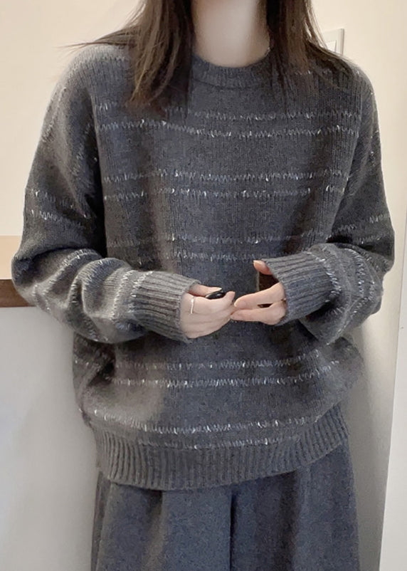 Art Pink O Neck Cozy Cotton Knit Sweater Fall Qx029