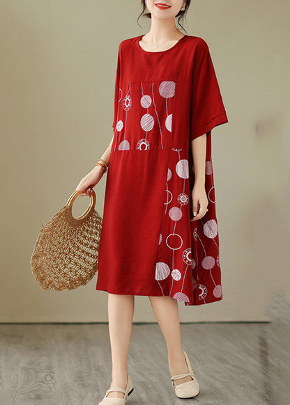 Art Red Dot Patchwork Maxi Dress Summer Gh1068