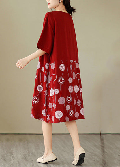 Art Red Dot Patchwork Maxi Dress Summer Gh1068