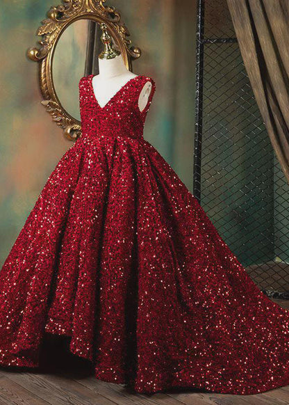 Art Red V Neck Patchwork Sequins Maxi Dresses Sleeveless Ys001
