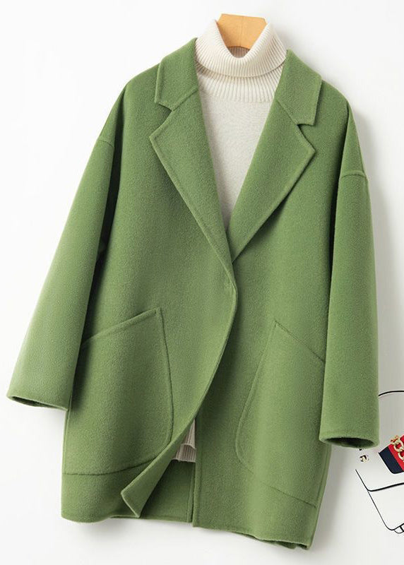 Art Yellow Peter Pan Collar Pockets Woolen Coat Winter Rs031