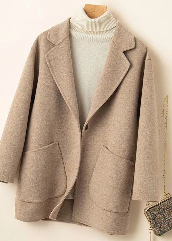 Art Yellow Peter Pan Collar Pockets Woolen Coat Winter Rs031
