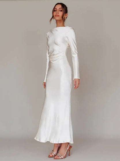 Bodycon Long Sleeve ’s Dress Party Club Evening Dress Female Slim Fit Round Neck Long Dress Autumn New