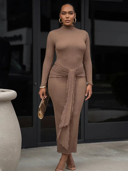 Long Sleeved Lace Patchwork Bodycon Party Club Evening Dress for Autumn Winter New Long Dress Slim Vestido