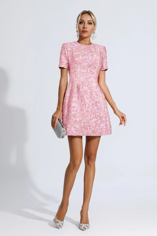 Astrid Frozen Berry Jacquard Mini Dress