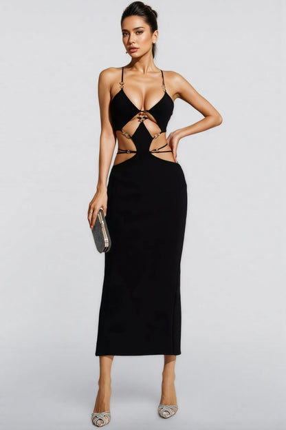 Belle Black Bandage Slip Maxi Dress
