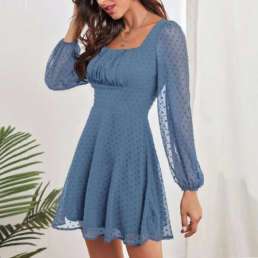 Winter Temperament Long Sleeve High Waist Midi Dress