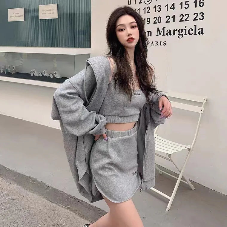 Autumn Reduction Fitness Running Sweatshirt Mini Skirt
