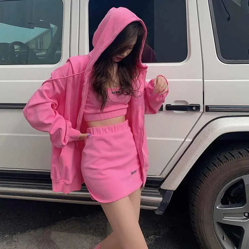 Autumn Reduction Fitness Running Sweatshirt Mini Skirt