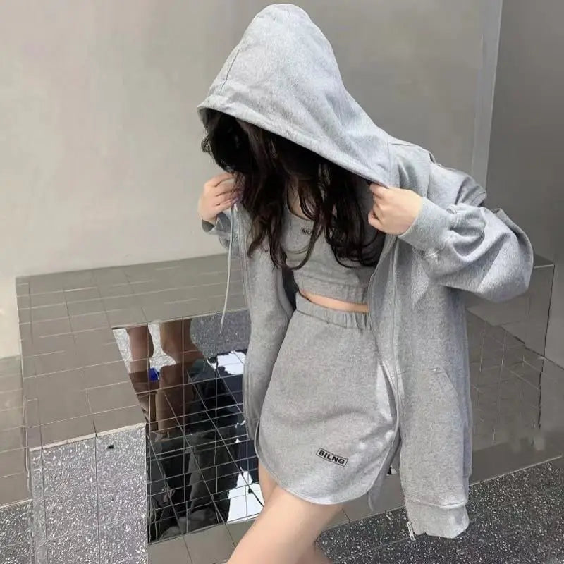 Autumn Reduction Fitness Running Sweatshirt Mini Skirt