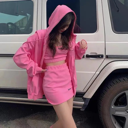 Autumn Reduction Fitness Running Sweatshirt Mini Skirt