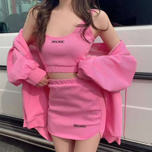 Autumn Reduction Fitness Running Sweatshirt Mini Skirt