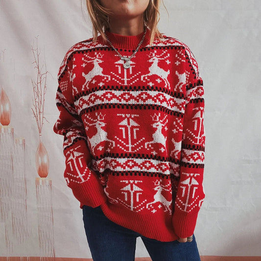 Reindeer Printed Christmas Sweat Sweater