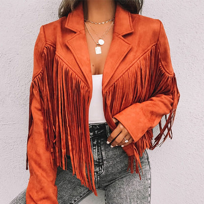 Dressbetty - Turn Down Collar Tassel Coat