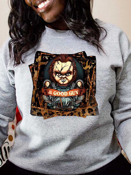 Figure Letter Print Sweatshirt Ar70120
